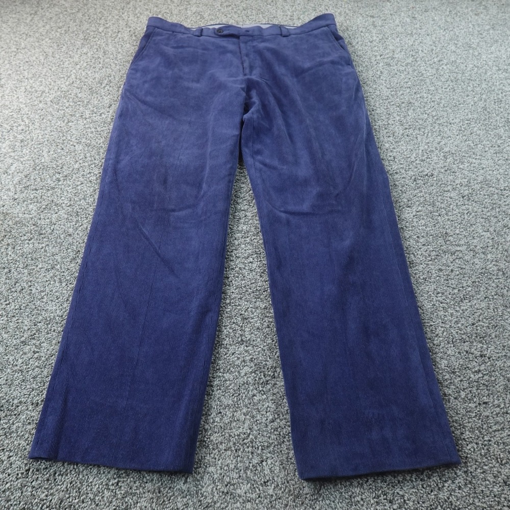 Ballin Pants Mens 38X31 Blue Pinwale Corduroy Chino Trouser Flat Front Stretch
